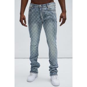 I Be Jeweled Stacked Skinny Flare Jeans - Light Blue
