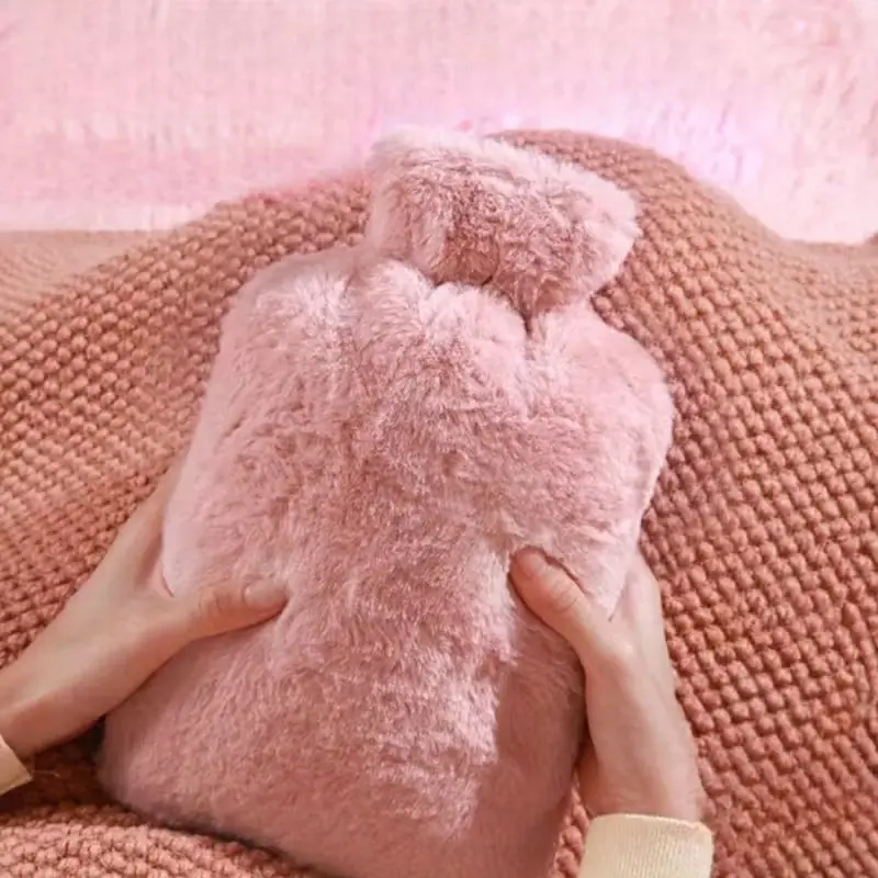 1000ML/33.8oz Hot Water Bottle, Thick Plush Heating Pack, Explosion-Proof Hand Warmer, Women's Warm Water Bag for Hands and Stomach, Stomach Heating Pad, Warm Compress