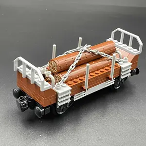 Train Firewood Carriage Design Building Blocks Toy, 96pcs/set Train Track Transport Vehicle Mounted Freight Car, Children's Assembly Building Block Toy