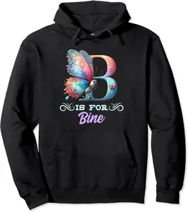 B Is For Bine Girly Butterfly And Flower Initial Name Pullover Hoodie - Sarahreb Shop 25B0D29CP97Q
