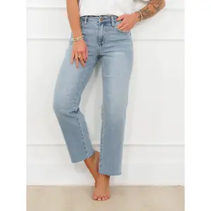 Judy Blue Mid Rise Medium Wash Straight Leg Ankle Jeans with Bandana Loop