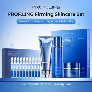 PROF.LING 5-Step Daily Skincare Routine Set, Cleanser Toner Facial Mask Face Cream and 10 Ampoule Serums, Complete Skin Care Bundle for Moisturizing, Firming and Skin Comfort