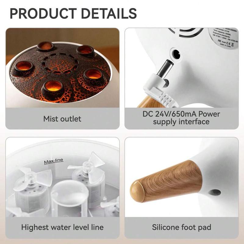 JELLOO Jellyfish Mist Aromatherapy Humidifier With 7 Colors LED Lights, 2 Modes Fire Mist Waterless Auto Shut Off Aromatherapy Diffuser, Voice Activated Sound Pickup Mist, For Bedroom, Office, Yoga Room