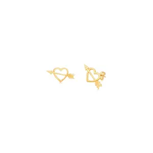 Heart Arrow Yellow Gold Plated Girl's Stud Earrings Earth2Jane