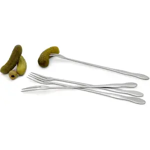 Pickle Forks Olive Fork Pickle Grabber, Pickle Picker for Jar, Cocktail Forks, Set of 4, 7.8in Long Handle