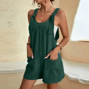 2025 Women's Summer Casual Fashion Suspender Shorts Jumpsuit Overalls Women Womenswear Basic Black Fitted