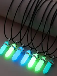 10-Piece Hexagonal Glow-In-The-Dark Pendant Necklace Set, Friendship Gift Box (random Colors), Includes 5 Pendants + 5 Necklaces