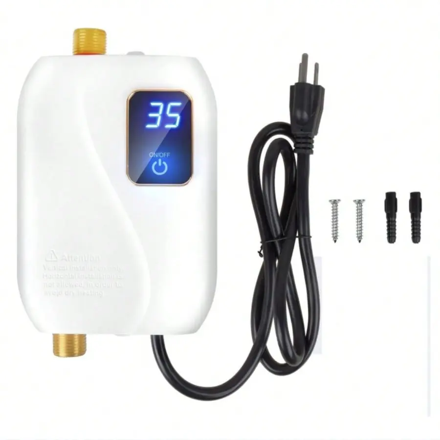 Tankless Water Heater Electric, Instant Hot Water Heater Under Sink, 3000W 110V On Demand Mini Water Heater For RV Kitchen Bathroom, White