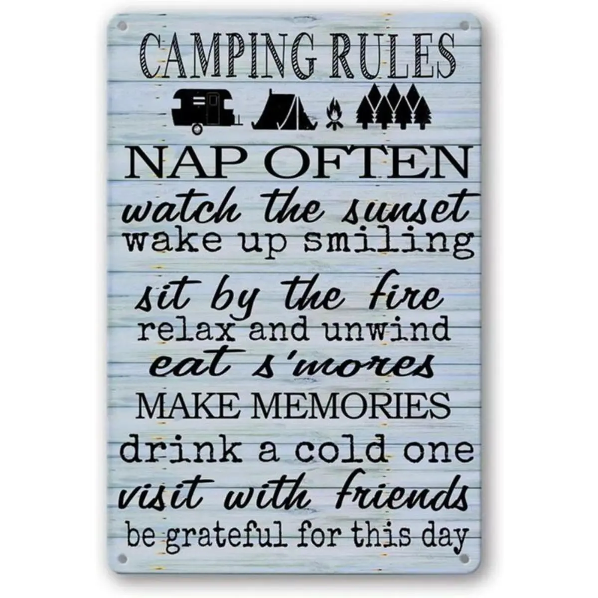 Camping Decor For Camper Camping Rules Sign Rv Decorations For Inside Retro Outdoor Bar Yard Sign Aluminum Signs Lake House Wall Decor Campers Camp Poster Accessories