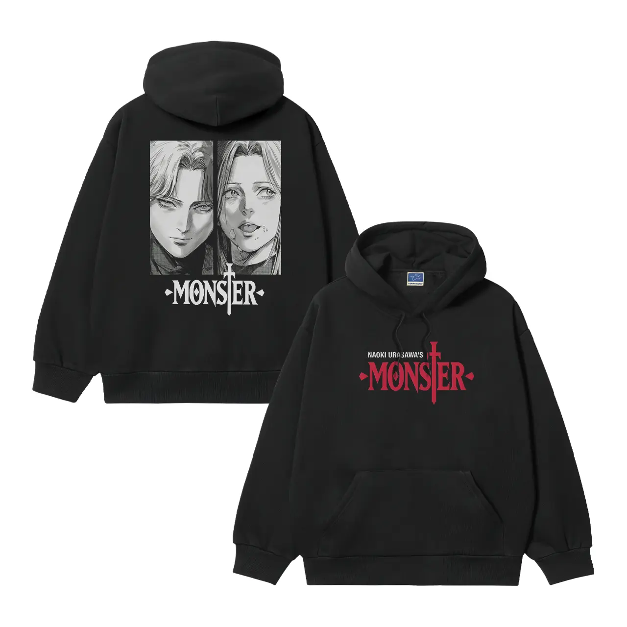 Monster "Johan and Nina" Heavyweight Vintage Hoodie Cotton Blend Classic Anime Sweatshirt Menswear Tops Pullover Long Sleeve Casual