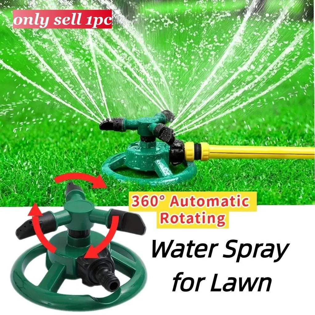 360° Rotating Lawn Sprinkler with Triple Nozzles Adjustable Garden Watering Disc for Irrigation Easy Connect to Hose Watering Attachment for Yard Watering Tool