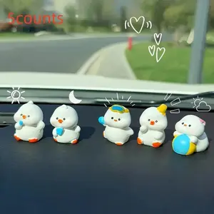 Cute Summer Duck Car Accessories, Silicone Resin Animal Statues, Vibrant Colors, Fun Summer Theme Design, Dashboard Decoration