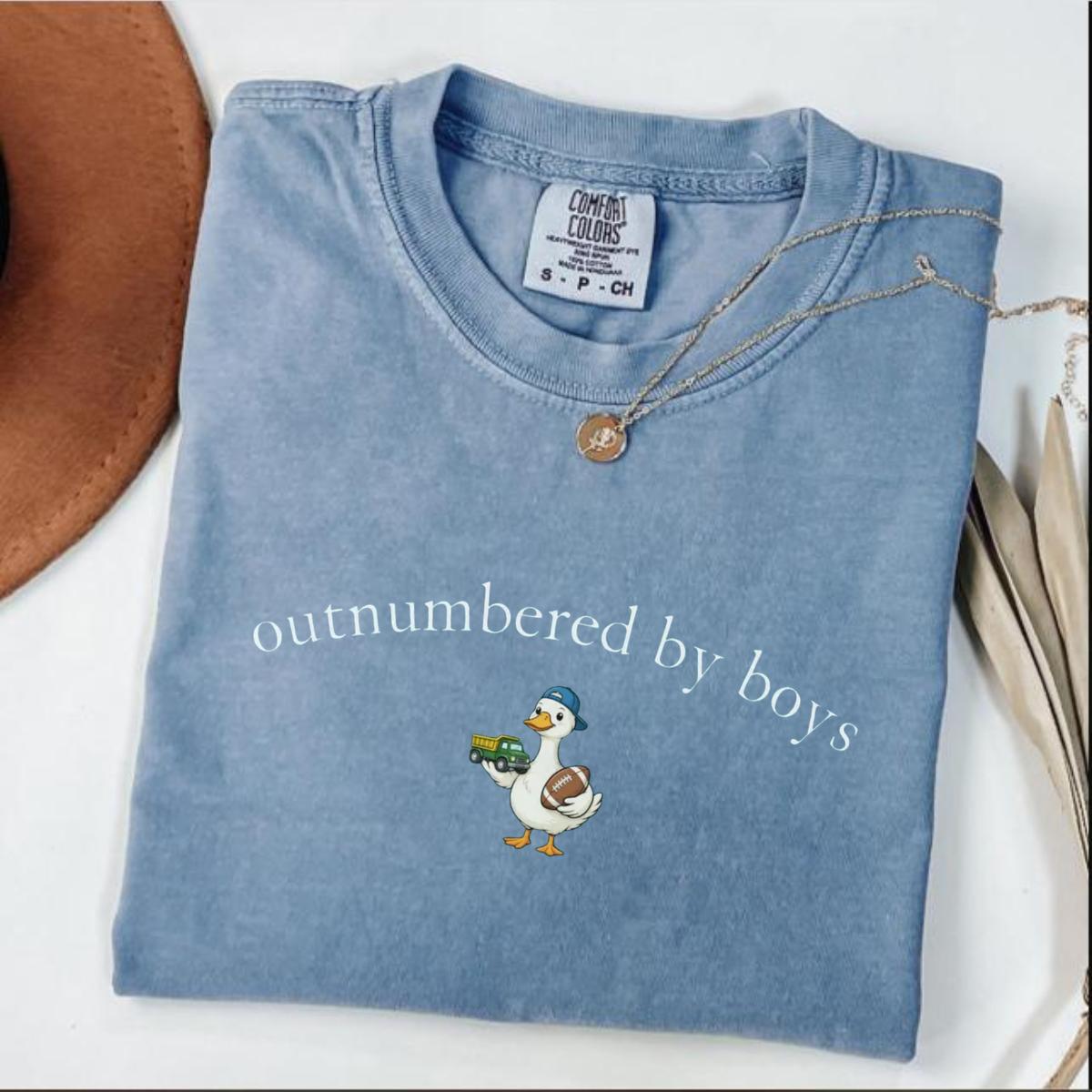 Comfort Colors Outnumbered by Boys Shirt, Funny Boy Mom Goose Graphic Tee, Cute Mama of Boys T-Shirt, Mother’s Day Unisex Gift for Mom