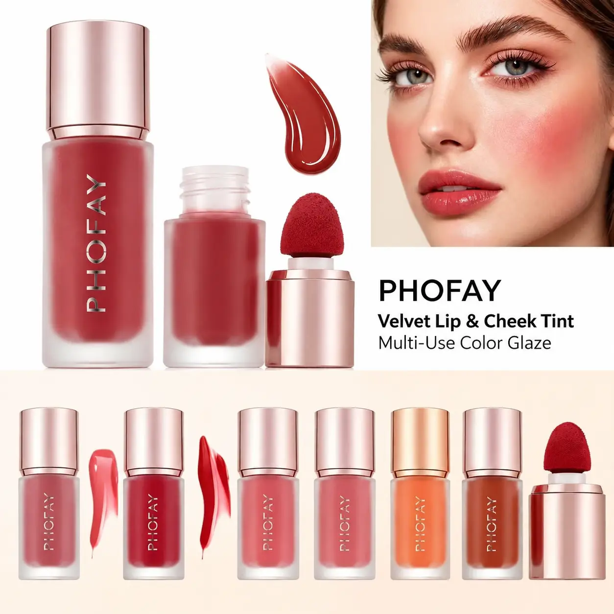 PHOFAY  Color Bloom Liquid Blush | Lightweight Dewy Natural Long Lasting Blendable