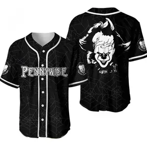 Personalized Halloween Spider Clown Pennywise IT Baseball Jersey, Baseball Jersey Shirt, Outdoor Sports, Sport Shirt, Dynamic And Comfortable