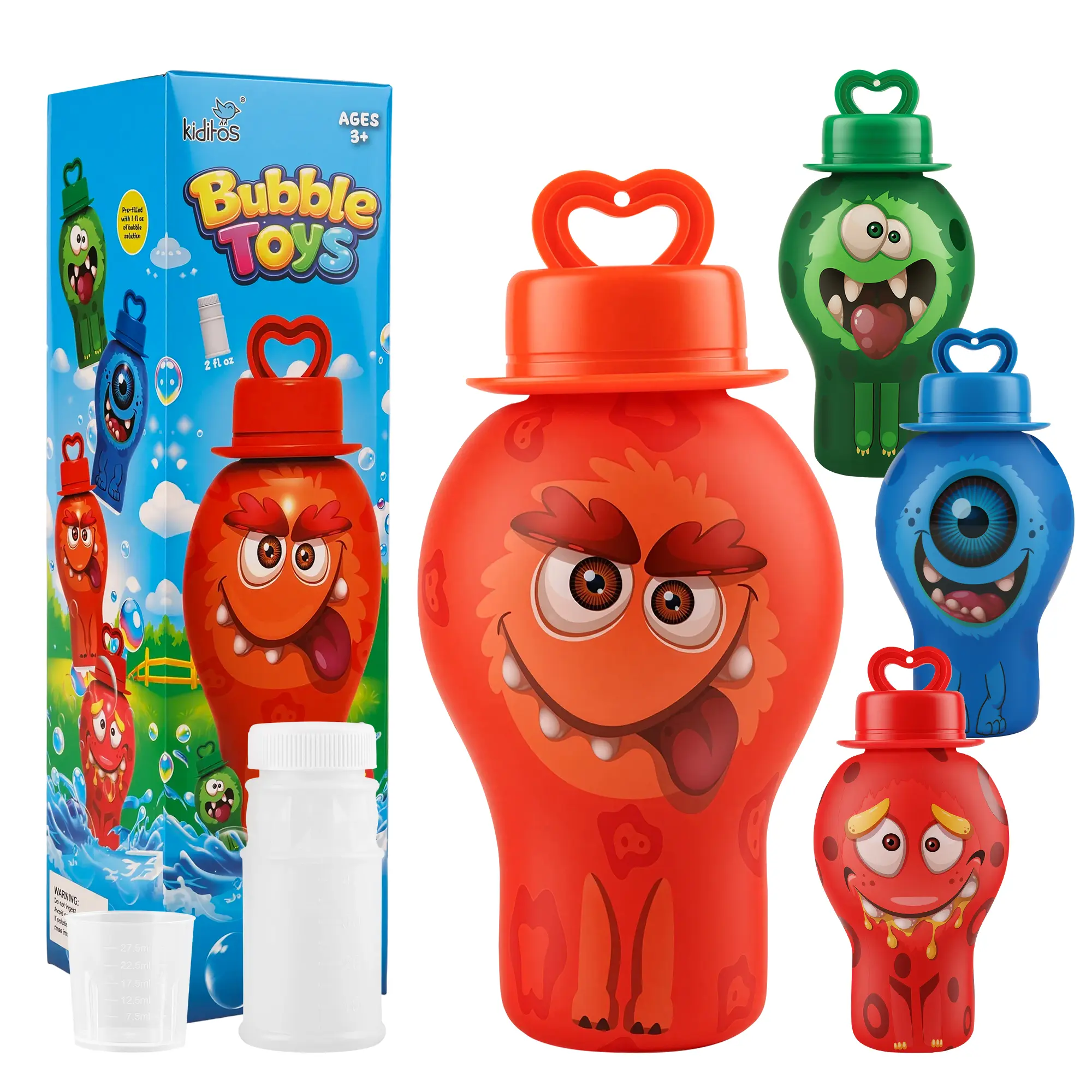 Kiditos No-Spill Bubble Tumbler, Flip Upside Down Without Leaking, Bubble Blowing Toy with Wand, Mess-Free Bubble Fun, Outdoor Play Summer Toy & Birthday Gift for Kids Ages 3+