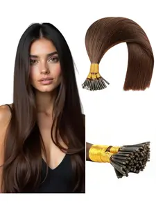 Real Human Hair Micro Bead Extensions for Women, 100% Pure Human Hair, Natural Color I-Tip, 50g, Seamless Look, Easy Application