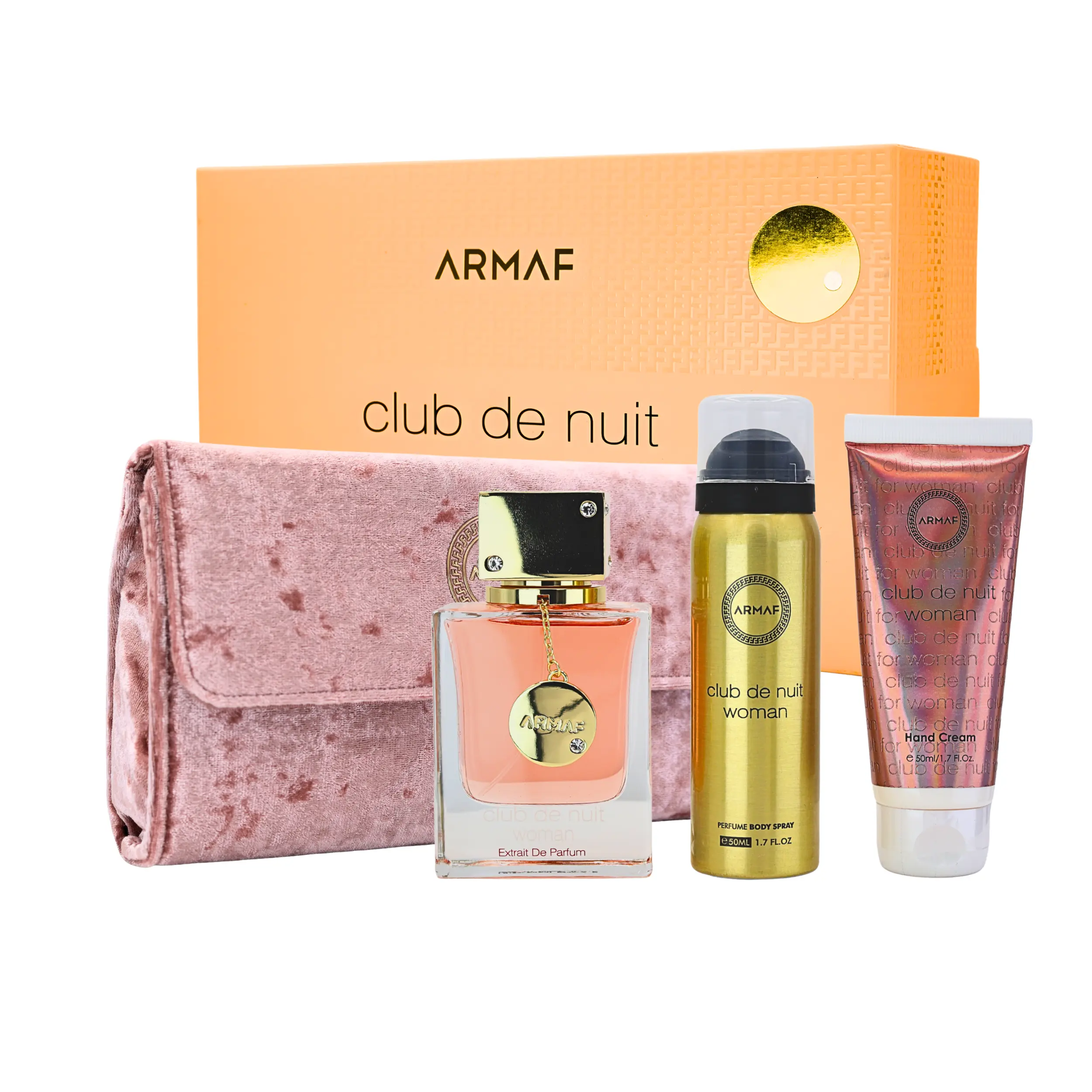 Armaf Club De Nuit Woman 3-Piece Travel Fragrance Set | EDP Traveler Set with 2.3 oz Extrait de Parfum, 1.7 oz Body Spray & Pouch, Fragrance Sets