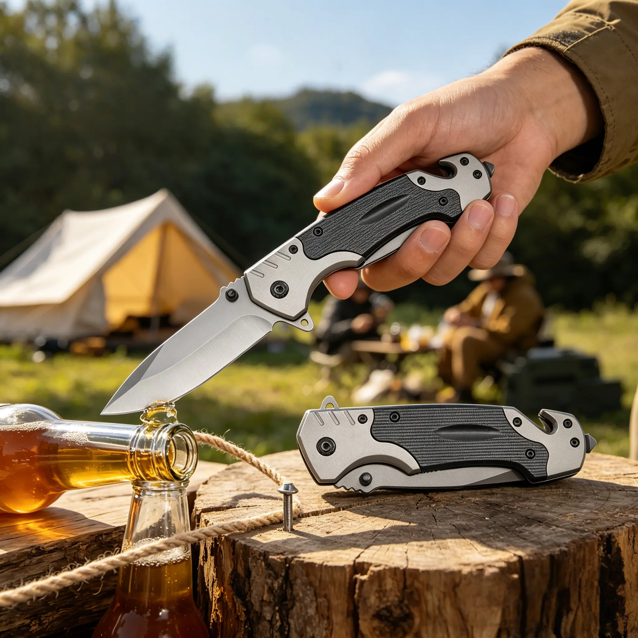 Top-Tier Tactical EDC Flipper Knife – Ergonomic G10 Handle Scales, Razor Fine Drop Point Blade, Integrated Tungsten Glass Breaker for Emergencies. Portable Lightweight Everyday Carry Tool Suited for Office, Fishing, Outdoor Adventures & Survival Scenarios