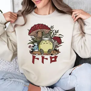 Mushroom Totoro Sweatshirt, Ghiibli Totoro Shirt, Hayao Miyazaki, My Neighbor Totoro Tee, Unisex Sweater Pullover Tee