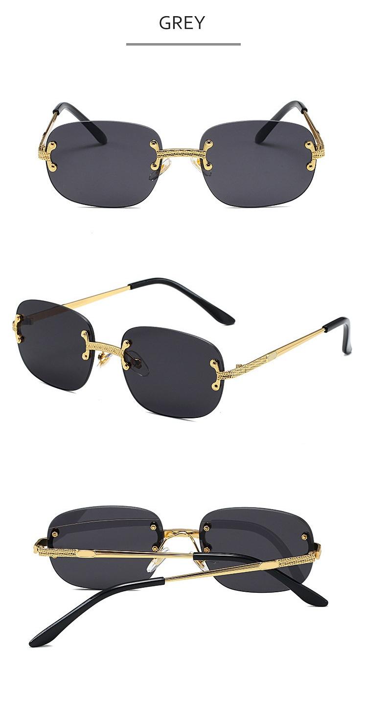Metal frameless trimmed oval sunglasses, European and American retro fashion, high-end ins-style sunglasses