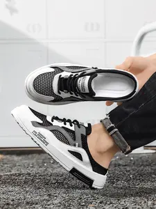 Men's White-Black-Gray Mesh Mule Sneakers: Breathable Mesh Mules Hollow, Summer Outdoor Casual Slippers Walking Shoes