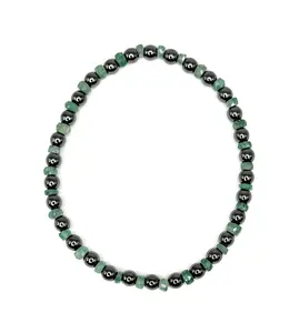 Zambian Emerald, Hematite Gemstone Beaded Stretch Bracelet – 3mm,4mm | Made to Order, Tiny Stones, Dainty