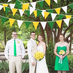 1Bag, 32Ft Soft Texture Pennant Banner Fabric Triangle Flag Bunting Garland for Spring Summer Party Decorations Birthday Wedding Engagement Baby Shower Tea Party Outdoor Garden Hanging Decorations