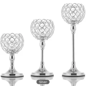 Silver crystal candle holder
