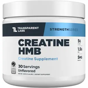 Transparent Labs Creatine HMB Powder Unflavored with HMB for Muscle Growth Strength & Performance, 30 Servings