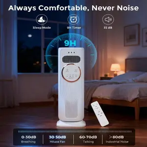 2-in-1 Tower Fan and Heater with Bladeless Design, Remote Control, Ice Water Cooling Feature, 3 Speeds 2 Heat for Home Use