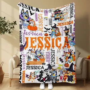 Soft Dog Patchwork Blanket, Perfect Gift for Family/friends, Ideal for Learning/naptime, Pet Bedding, Bedroom Decor, Halloween/birthday Gift