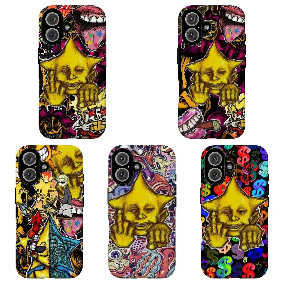 Tough Smartphone Cellphone Case with Bold Colorful Skull & Wave Art - Safety Protection for Handheld iPhone 11-17 Pro Max/Plus, Samsung Galaxy S23-25, Devices