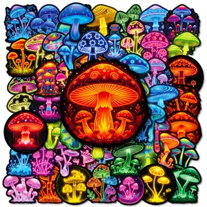 56 New and Cool Neon Mushroom Graffiti Stickers, Suitable for Scrapbooks, Diaries, Laptops, Water Bottles, Cars, and Other Faith-based Designs—gifts with Positive Messages.