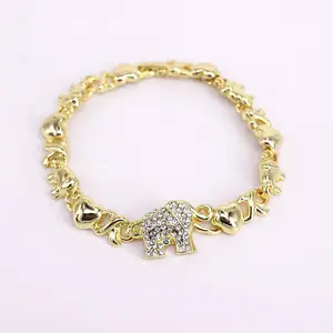 18k Layered real gold filled xo elephants bracelet 7.5 inches #5