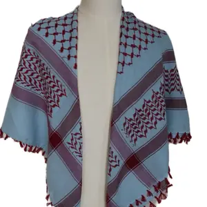 Ahla Shabab Baby Blue & Maroon Hatta/Kuffiyeh - Versatile Unisex Polyester Scarf for All Seasons