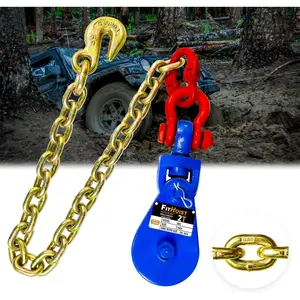 2 Tons Snatch Block with G80 Chain | 3" Sheave for 3/8" Inch Wire Rope | High Strength Snatch Blocks for Towing and Recovery Applications | Tow Truck Rollback Wrecker Car Hauler Winch