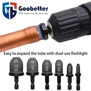 7pcs Repairing Set, Air Conditioner Copper Tube Expander Swaging Tool Manual Copper Pipe Swage, Soft Copper Tubing 1/4", 3/8", 1/2", 5/8", 3/4", 7/8", 1/4"-3/4" Bits Set, Refrigeration Tools, Copper Pipe Swaging Tool, Tube Expander