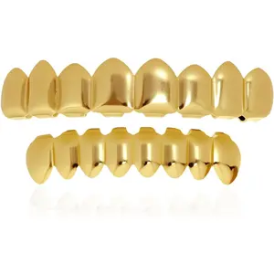 Grillz Grill Teeth18K Plated Gold Grillz Mouth Teeth Removable for Men and Women Hip Hop Rapper Costume Halloween Party Photo Fancy Dress Accessories