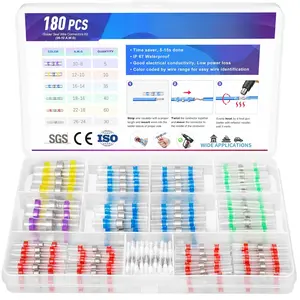 Heat Shrink Self Solder Wire Connectors Kit 180 count, Crimpless & Solderless  Electrical  Terminals, Insulated Wiring Splice Solder Seal Connectors for Marine Automotive Boat
