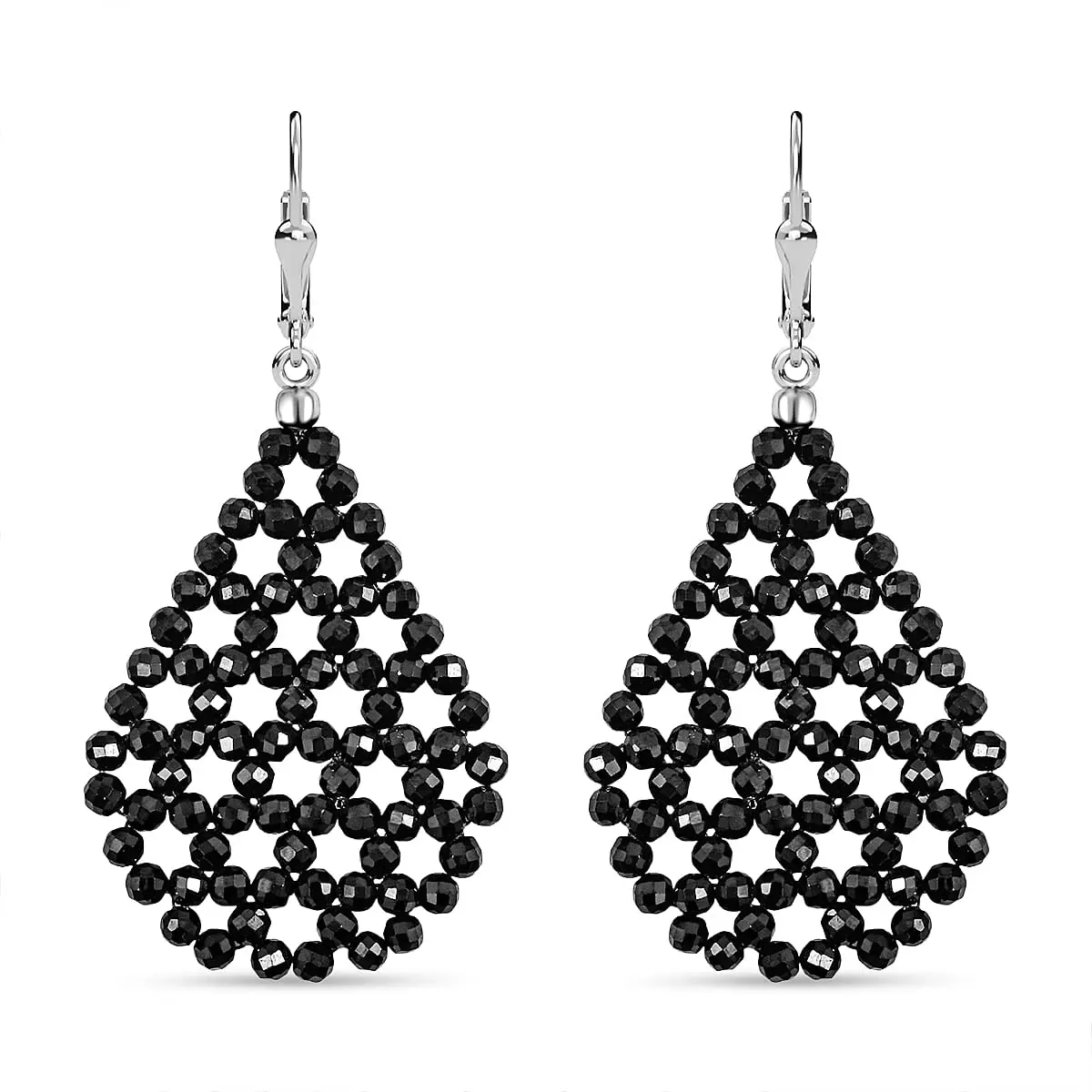 Thai Black Spinel 29.50 ctw Earrings in Sterling Silver
