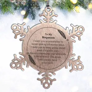 To My Stepmom Gifts, Never give up no matter what, Inspirational Stepmom Snowflake Ornament, Encouragement Birthday Christmas Unique Gifts For Stepmom