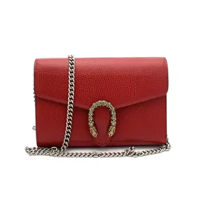Pre-owned GUCCI Leather Wallet on Chain Dionysus Wallet on Chian Red #3729