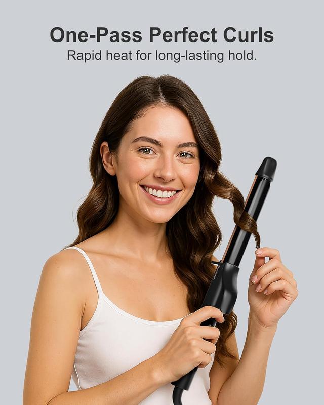 1 Inch Curling Iron, Titanium Ceramic Hair Curler, Fast Heating Curling Wand with 8 Heat Settings with LED Display for All Hair Types Dual Voltage 110-240V for Travel