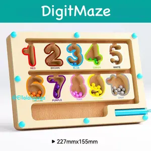 Magnetic Color and Number Maze, Montessori Toys for 3+ Year Old, Wooden Magnet Board Counting & Color Sorting Toddler Activities, Educational Fine Motor Skills Toys Gifts for 3-5 Years Old Boys Girls