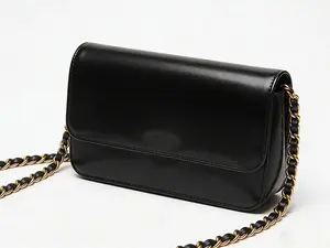 Quilted Shoulder Bag For Women, Black Textured Faux Leather, Gold-Tone Chain Strap, Convertible Crossbody Purse With Card Slots, Ideal For Daily & Party Use