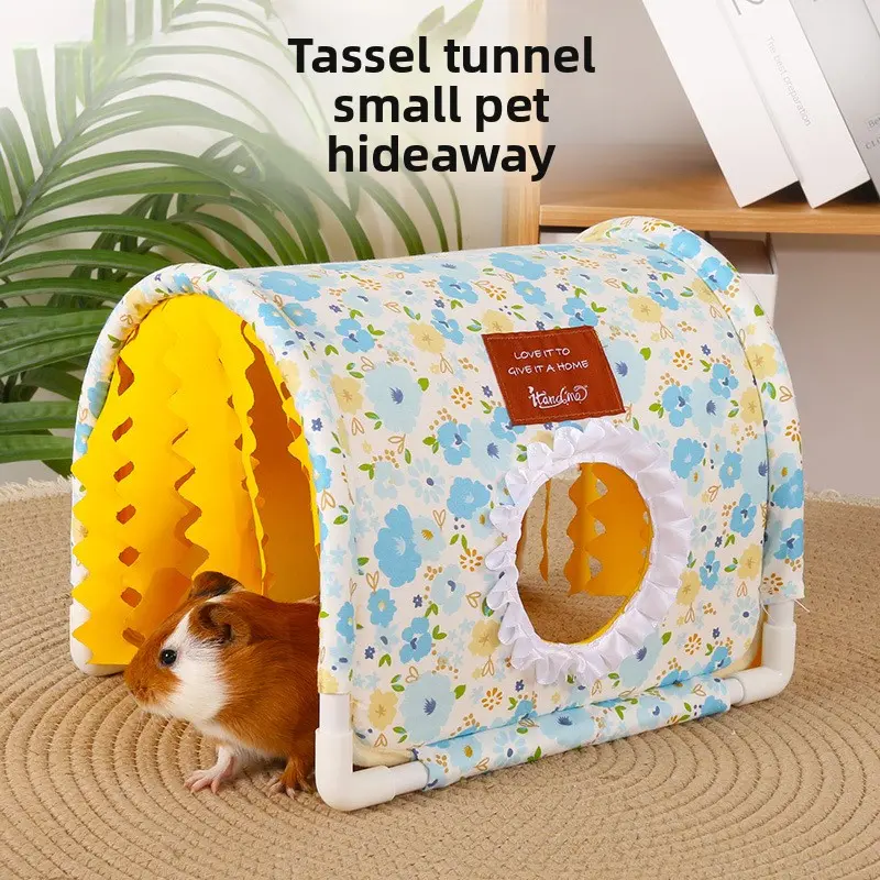 Guinea pig three-way tent with bottomless passage, suitable for hedgehogs, hamsters, chinchillas, guinea pigs, and dwarf rabbits DIY Metal Cat Playpen Skylight Multi-Level Wooden Hutch Run Large Silent Exercise Wheel Acrylic Ant Farm Terrarium System
