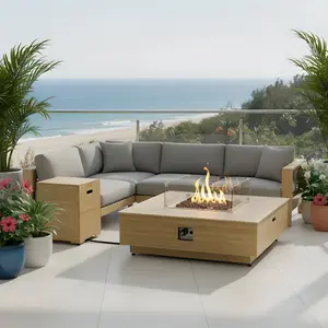 Harmony 43-Inch Bamboo Fire Pit Coffee Table & Side Table Set