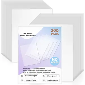 200 Pack No Holes Sheet Protectors 8.5 x 11 Inch Letter Size Page Protectors for Documents, Prints, Top Loading Heavyweight Clear View Plastic Sleeves for Papers, Artworks, Photos