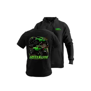 Project Torque Green Machine Monster Truck Graphic T Shirt, 2 Sides Front and Back Off Road Monster Truck Design, Soft Cotton Blend Streetwear Tee for Men, Truck Enthusiast Lifestyle Gift